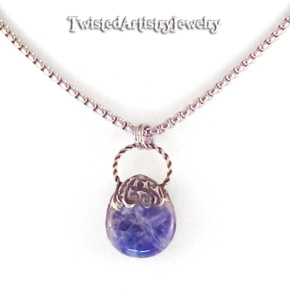 Sodalite Teardrop Pendant Necklace - Picture 1 of 6